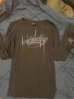 Bravado Black Long Sleeve Tee with Pink-Purple Graphic